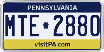 PA license plate MTE2880