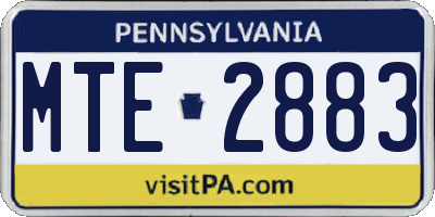 PA license plate MTE2883