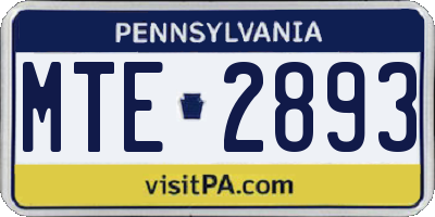 PA license plate MTE2893