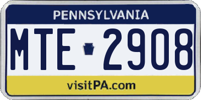 PA license plate MTE2908