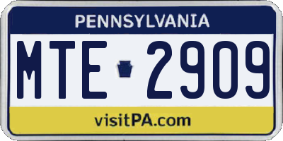 PA license plate MTE2909
