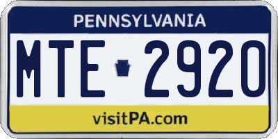 PA license plate MTE2920