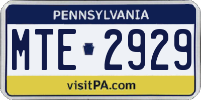 PA license plate MTE2929