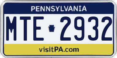 PA license plate MTE2932