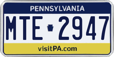 PA license plate MTE2947