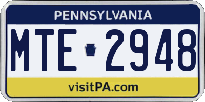 PA license plate MTE2948