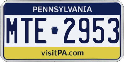 PA license plate MTE2953