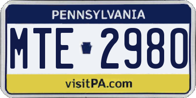 PA license plate MTE2980
