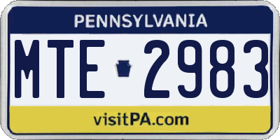 PA license plate MTE2983