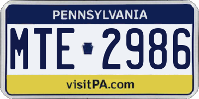 PA license plate MTE2986