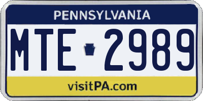 PA license plate MTE2989