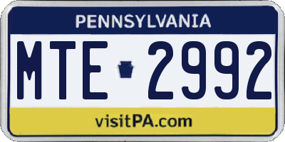 PA license plate MTE2992