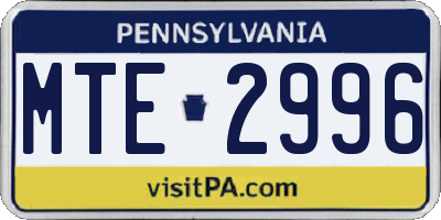 PA license plate MTE2996