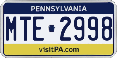 PA license plate MTE2998