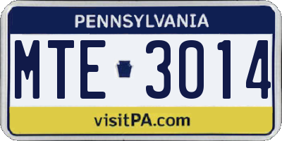 PA license plate MTE3014