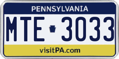 PA license plate MTE3033
