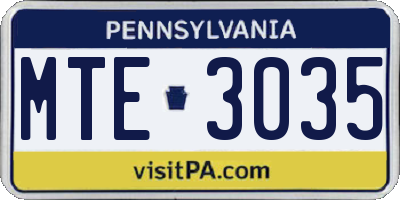 PA license plate MTE3035