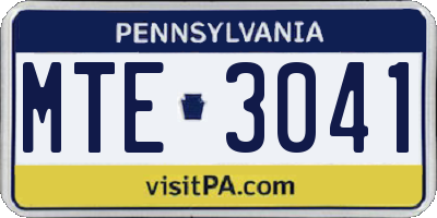 PA license plate MTE3041
