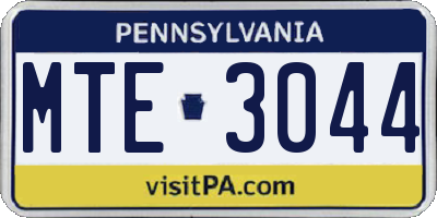 PA license plate MTE3044