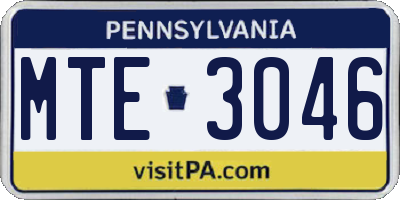PA license plate MTE3046