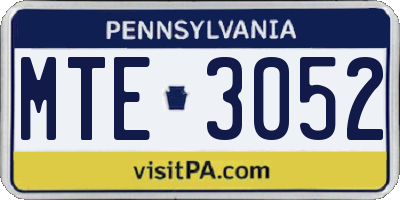 PA license plate MTE3052