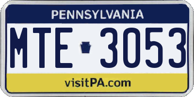 PA license plate MTE3053