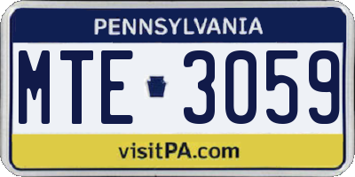 PA license plate MTE3059