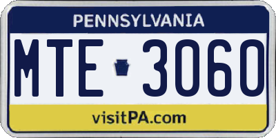 PA license plate MTE3060