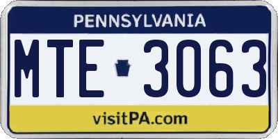 PA license plate MTE3063