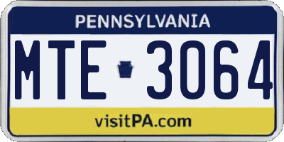 PA license plate MTE3064