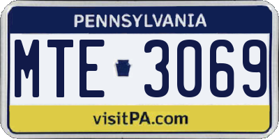 PA license plate MTE3069