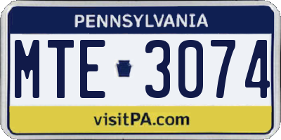 PA license plate MTE3074