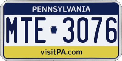 PA license plate MTE3076