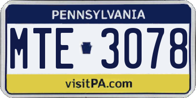 PA license plate MTE3078