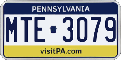PA license plate MTE3079