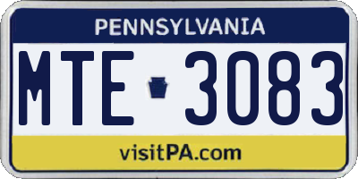 PA license plate MTE3083