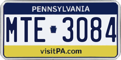 PA license plate MTE3084