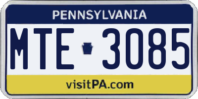 PA license plate MTE3085