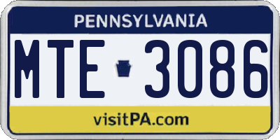 PA license plate MTE3086