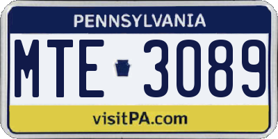 PA license plate MTE3089
