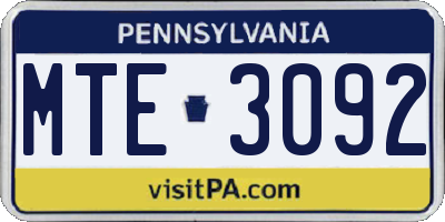 PA license plate MTE3092