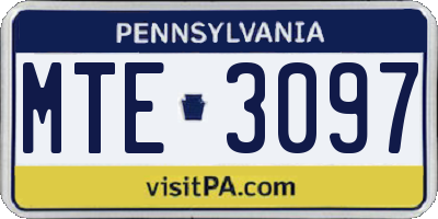 PA license plate MTE3097