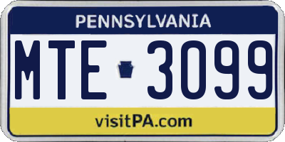 PA license plate MTE3099