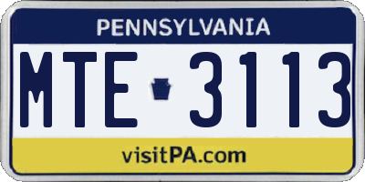 PA license plate MTE3113