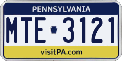 PA license plate MTE3121
