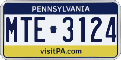 PA license plate MTE3124