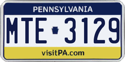 PA license plate MTE3129
