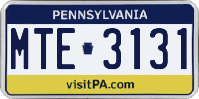PA license plate MTE3131