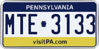 PA license plate MTE3133
