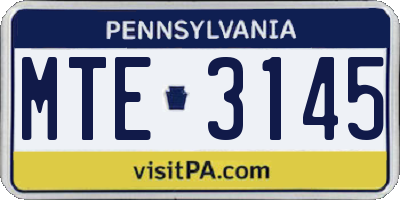 PA license plate MTE3145